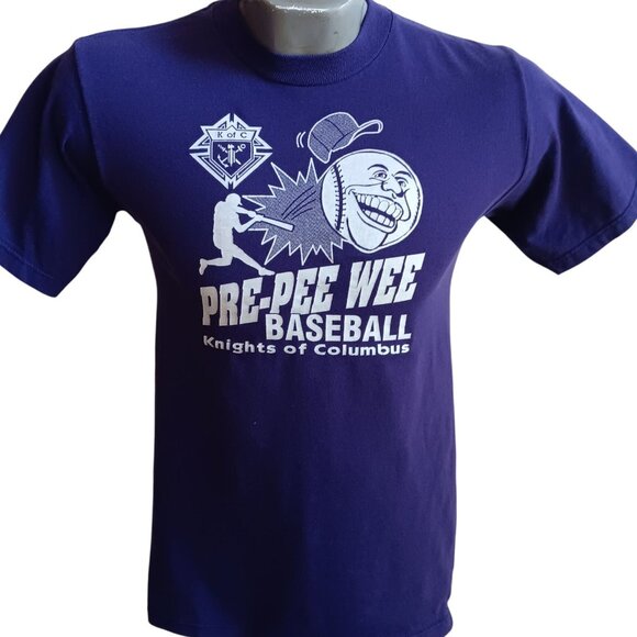 Vintage T-shirt SMALL KNIGHTS COLUMBUS PEE WEE BASEBALL GRAPHIC T-shirt JERZEES - Picture 1 of 5